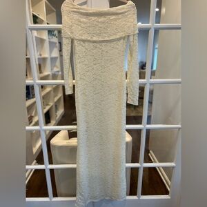 Peppermayo Cream Long Sleeve Lace Dress